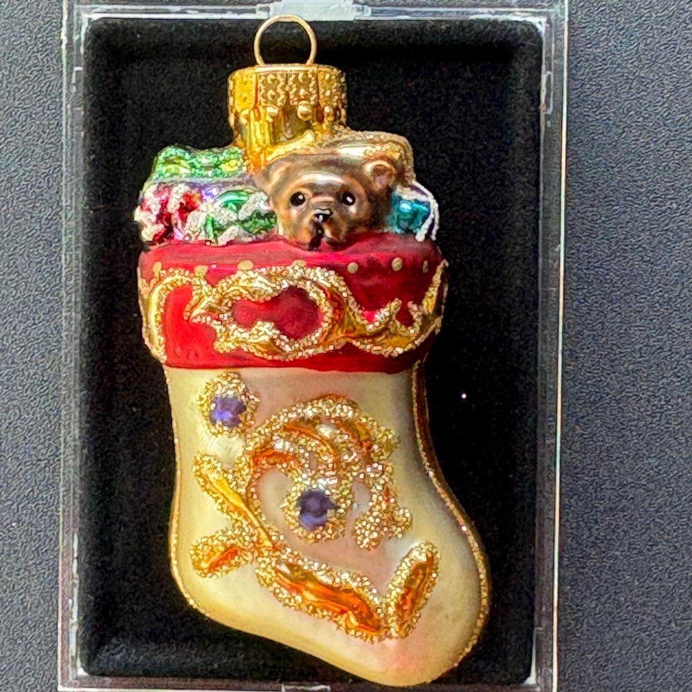 Unique Treasures Glass Christmas Stocking Ornament